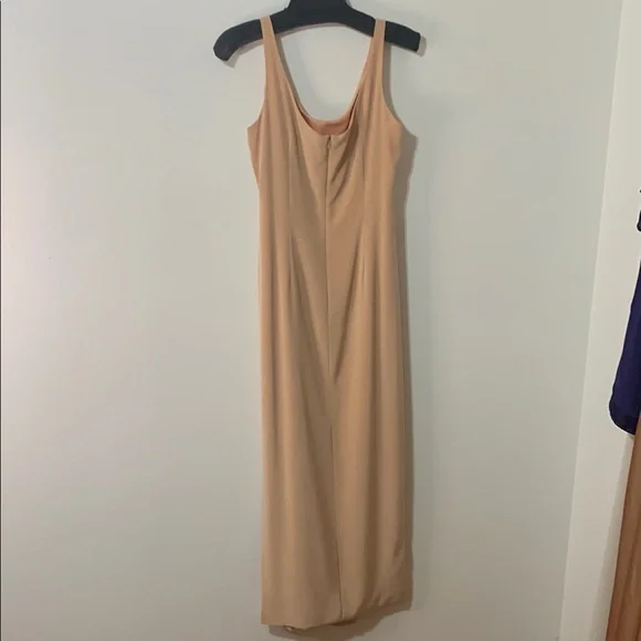 Victor Costa Tan Spaghetti Strap Slip Maxi Dress - Picture 3 of 6